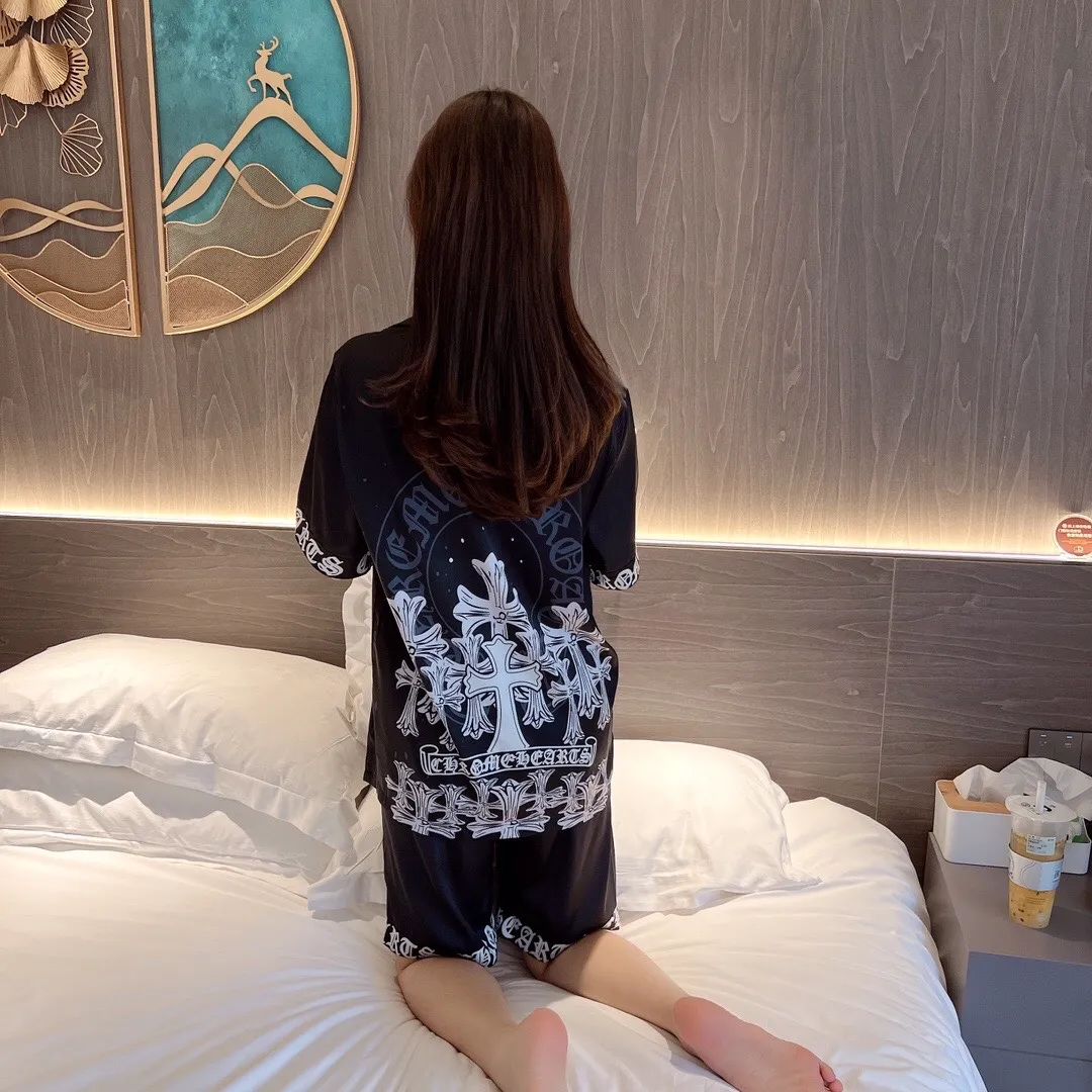 🅿️340 2024 CHROME HEARTS home wear, high-definition Korean silk fabric, skin-friendly, soft and comfortable, couple model M～XXXL